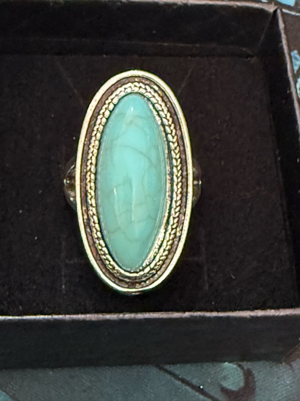 Turquoise Oval Stone Ring - Women's Fashion Ring